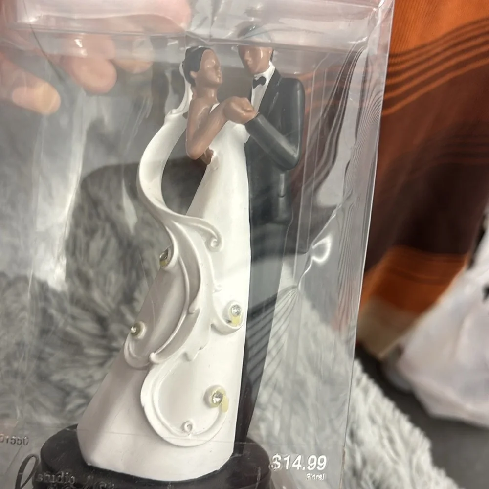 NWT STUDIO HIS & HERS Elegant Wedding Cake Topper with Bride and Groom Ethnic